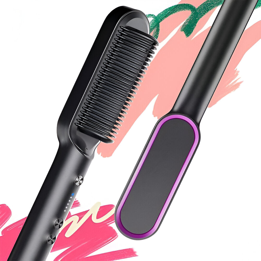 Peigne lissant chauffant et brosse coiffante pour des mèches lisses