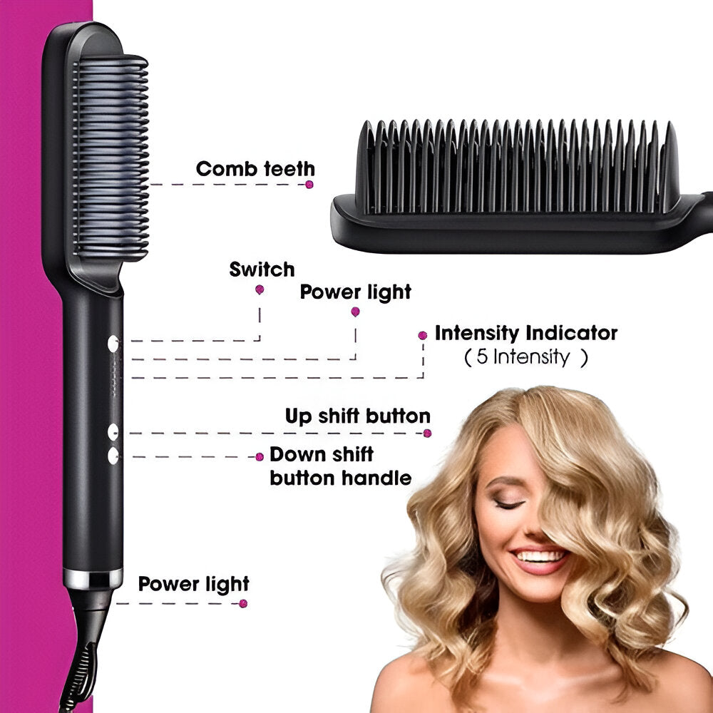 Peigne lissant chauffant et brosse coiffante pour des mèches lisses
