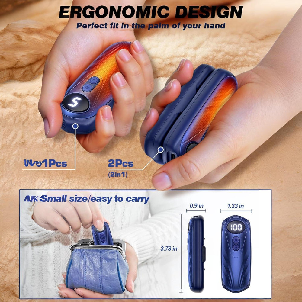 Rechargeable Hand Warmers With LED Display And Compact Pocket Heater