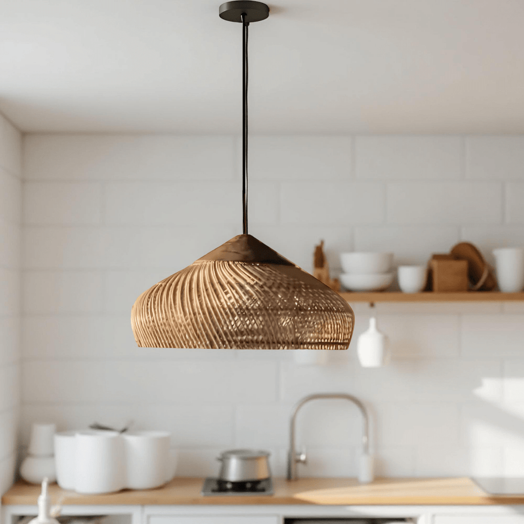 Vintage stil håndvævet rattan pendellampe, 12 tommer | Rosalyssa