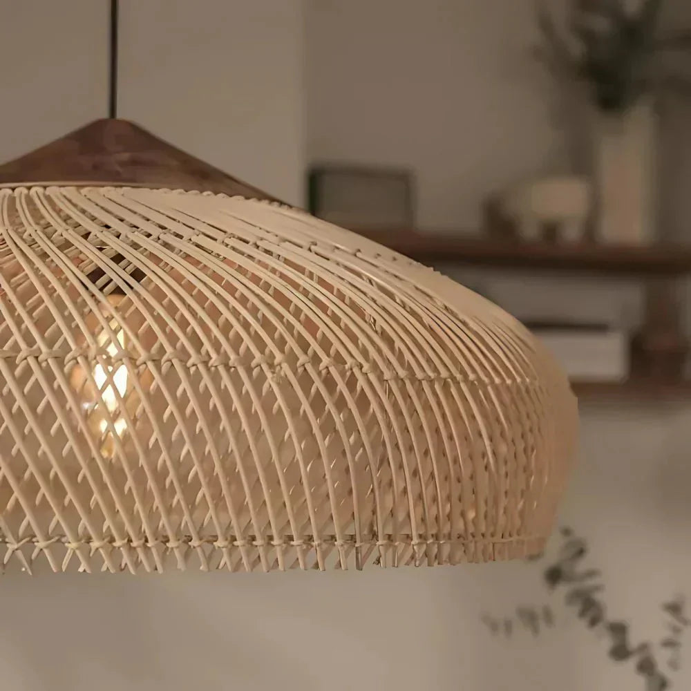 Vintage stil håndvævet rattan pendellampe, 12 tommer | Rosalyssa
