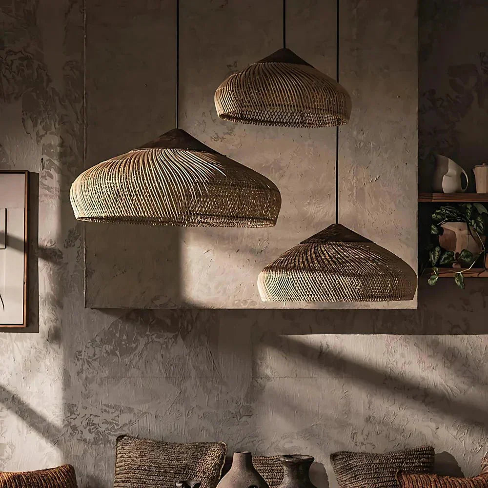Vintage stil håndvævet rattan pendellampe, 12 tommer | Rosalyssa