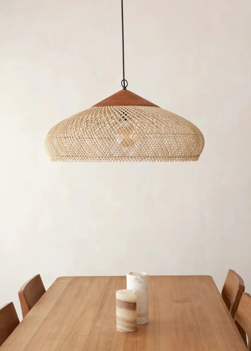 Vintage stil håndvævet rattan pendellampe, 12 tommer | Rosalyssa