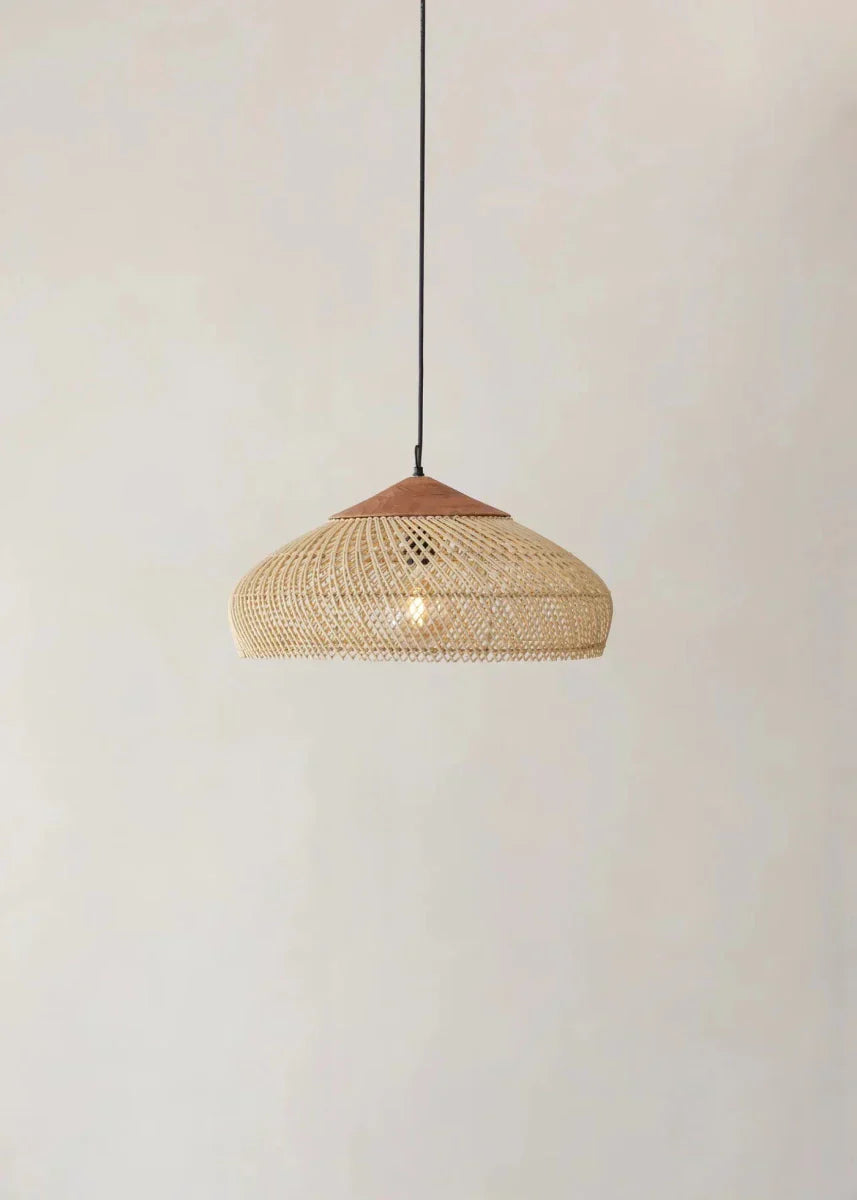 Vintage stil håndvævet rattan pendellampe, 12 tommer | Rosalyssa