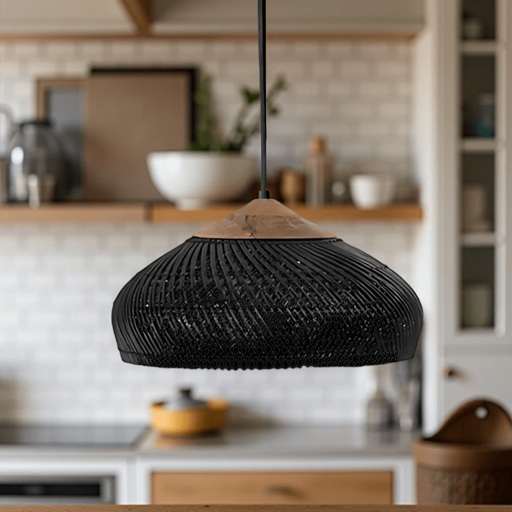 Vintage stil håndvævet rattan pendellampe, 12 tommer | Rosalyssa
