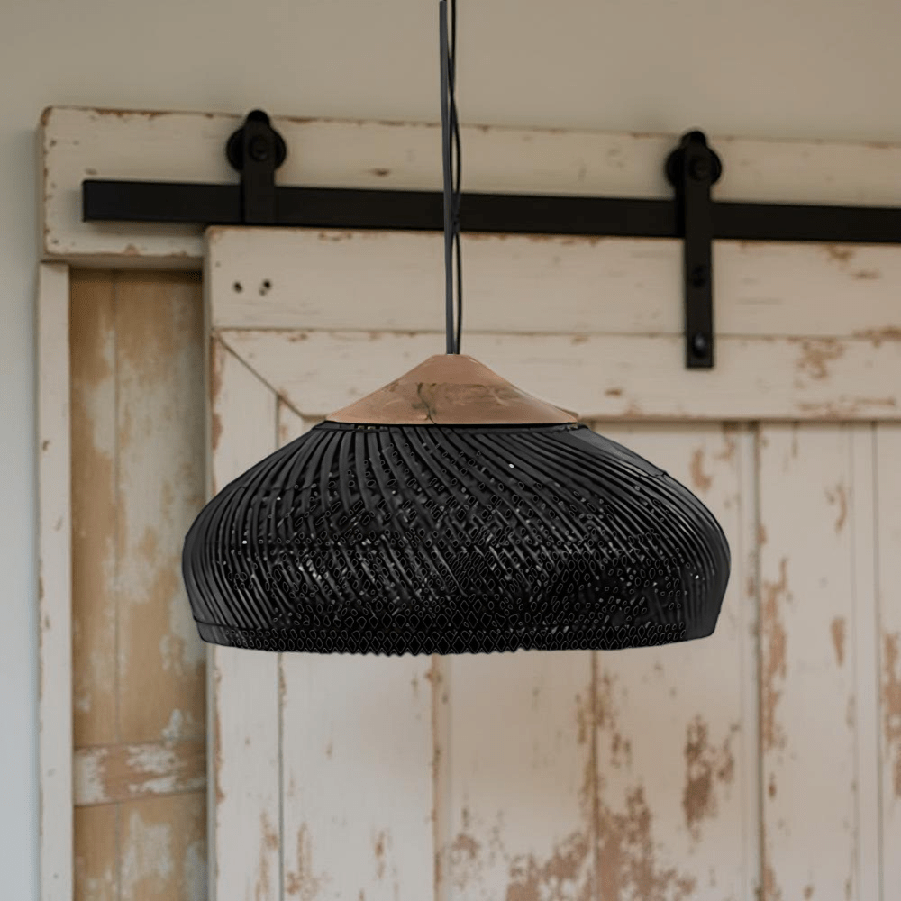 Vintage stil håndvævet rattan pendellampe, 12 tommer | Rosalyssa
