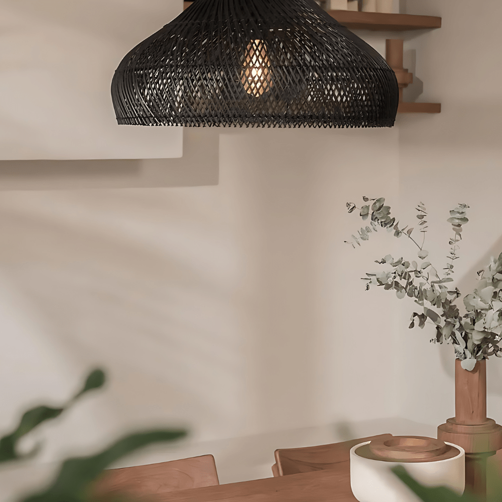 Vintage stil håndvævet rattan pendellampe, 12 tommer | Rosalyssa