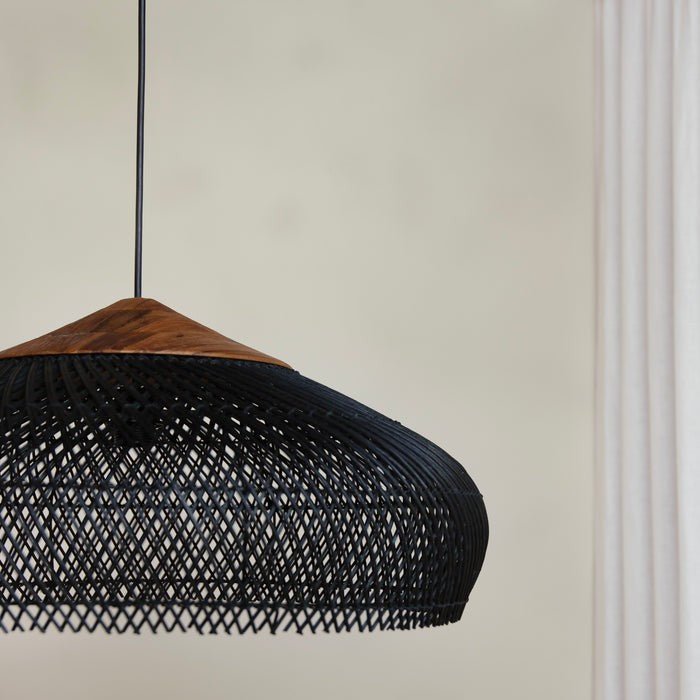 Vintage stil håndvævet rattan pendellampe, 12 tommer | Rosalyssa