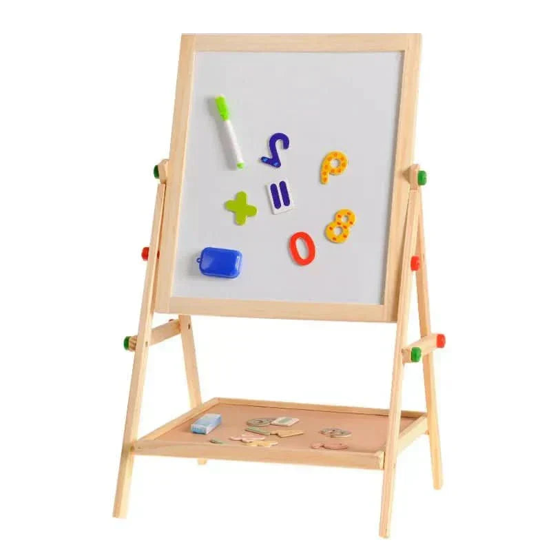 CreativeEase magnetická tabule a křídová tabule pro děti s nastavitelným dřevěným rámem