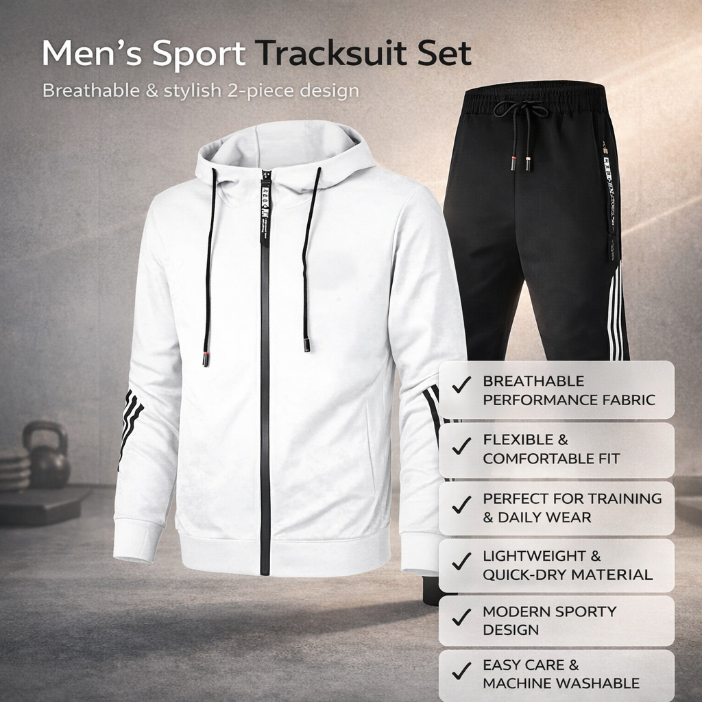 Conjunto de chándal transpirable para hombre con sudadera con capucha y pantalones jogger