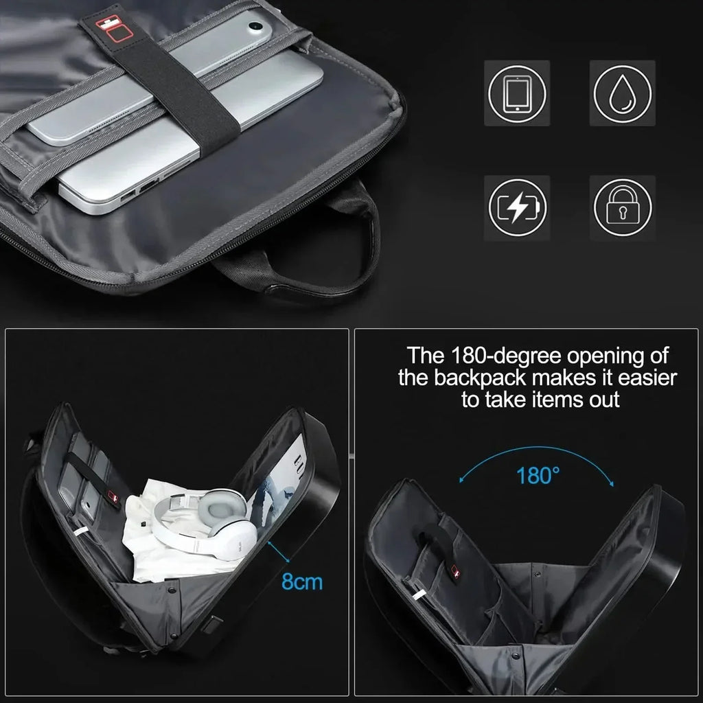 Rucsac Expandabil pentru Laptop ApexGuard cu Protecție Antifurt și Port USB