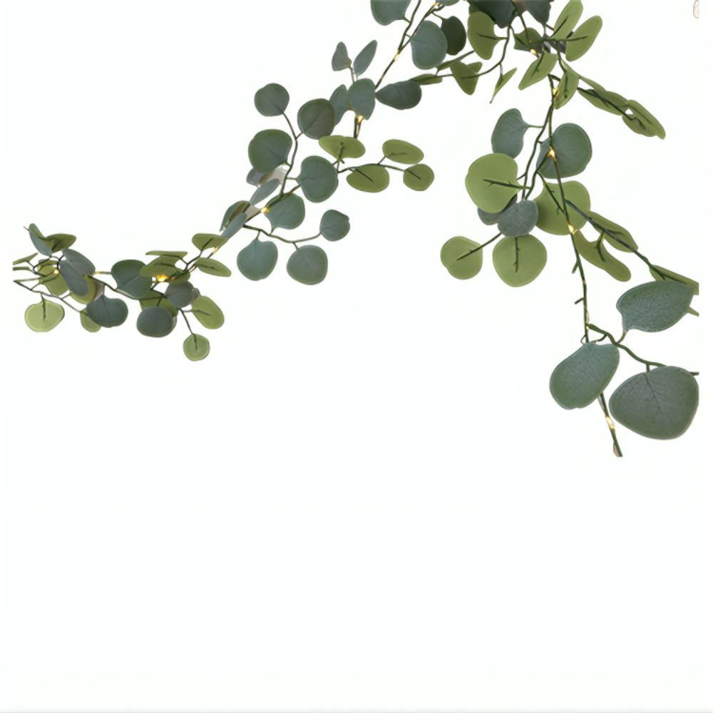 Guirlande LED en rotin d'eucalyptus pour manteaux de cheminée et étagères