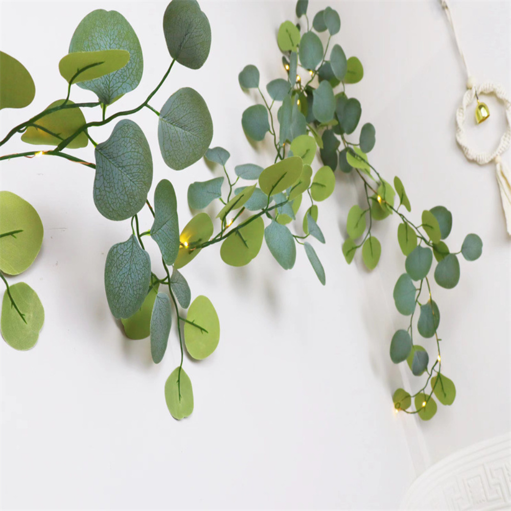 Guirlande LED en rotin d'eucalyptus pour manteaux de cheminée et étagères