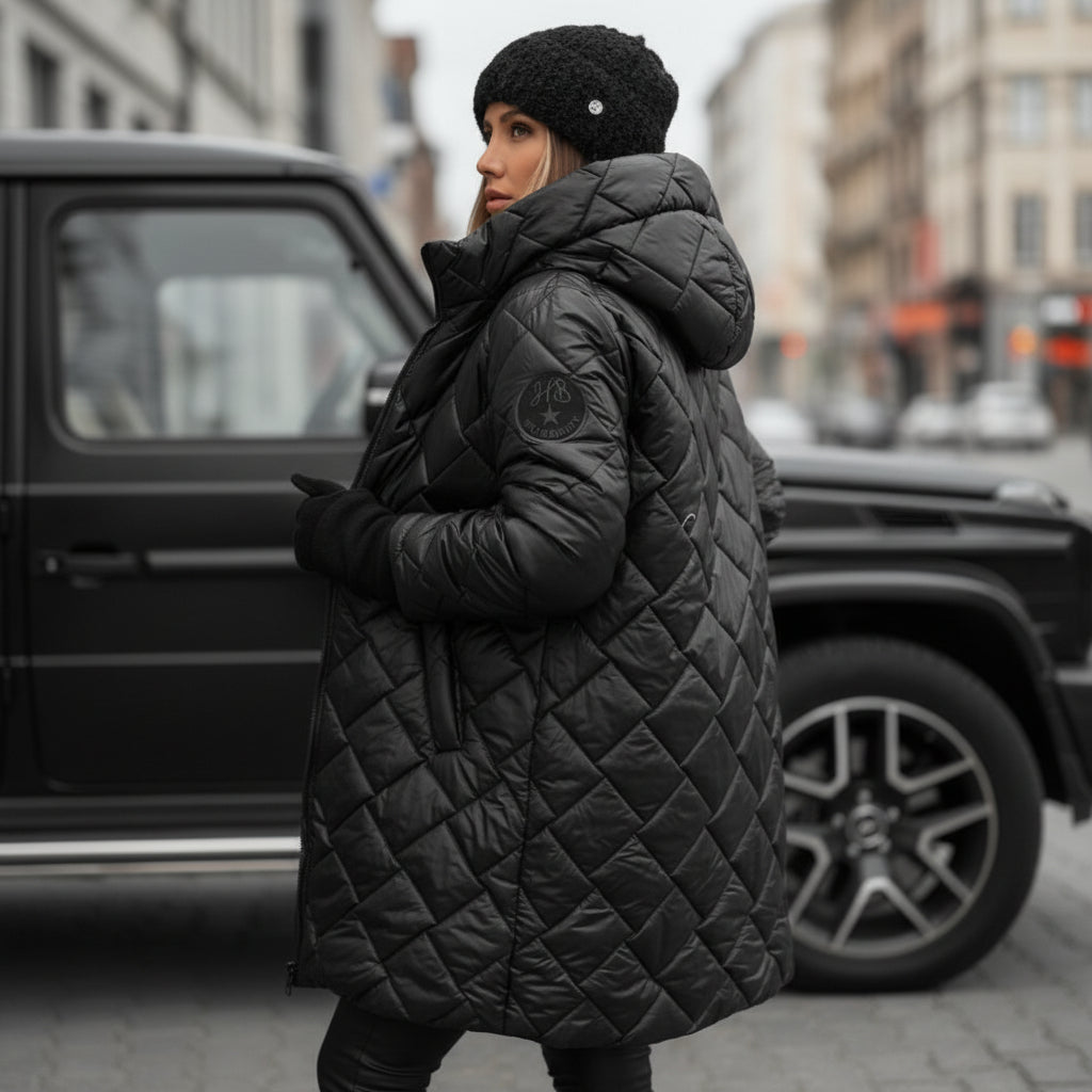 Warm Quilted Jacket With Hood For Cold Weather Style