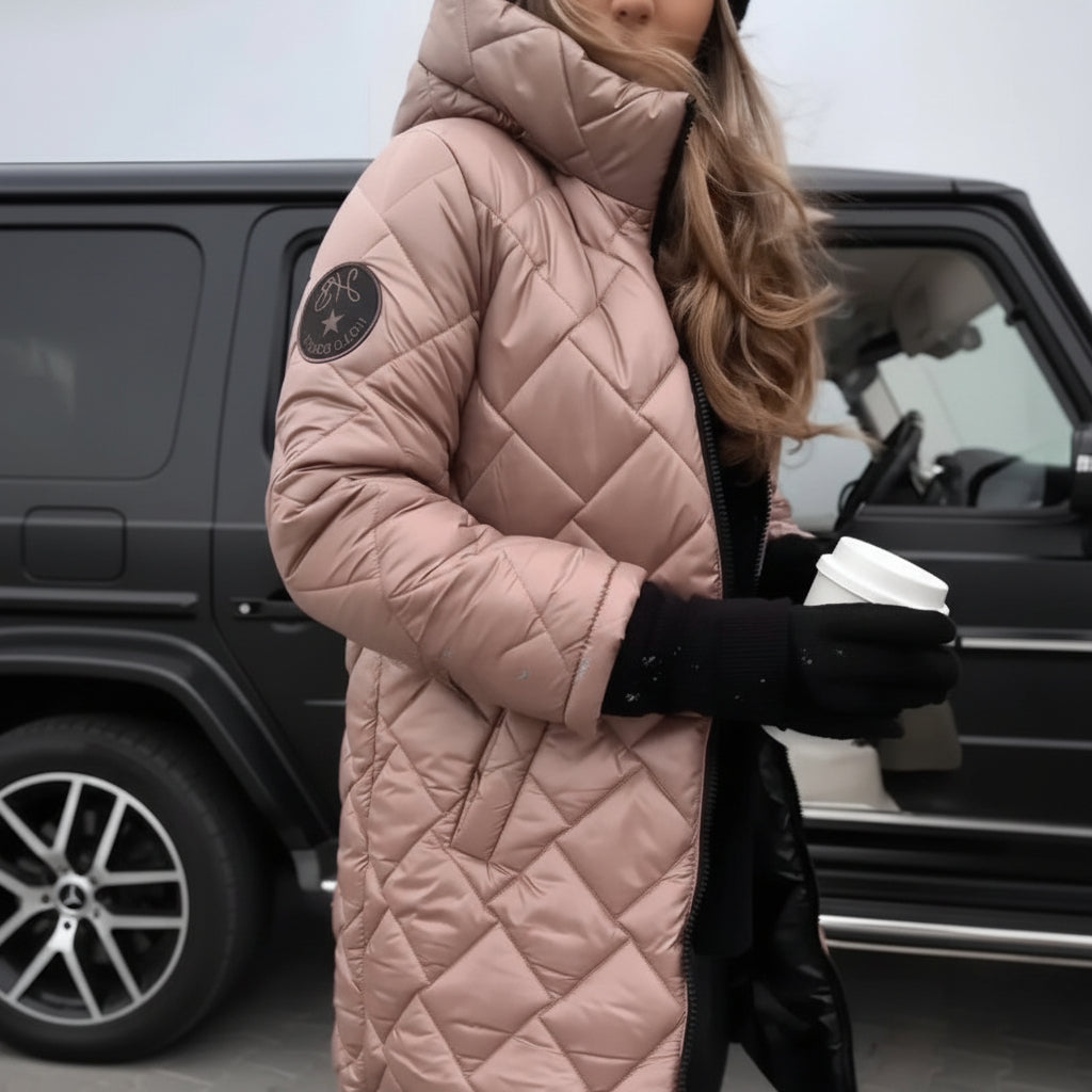 Warm Quilted Jacket With Hood For Cold Weather Style