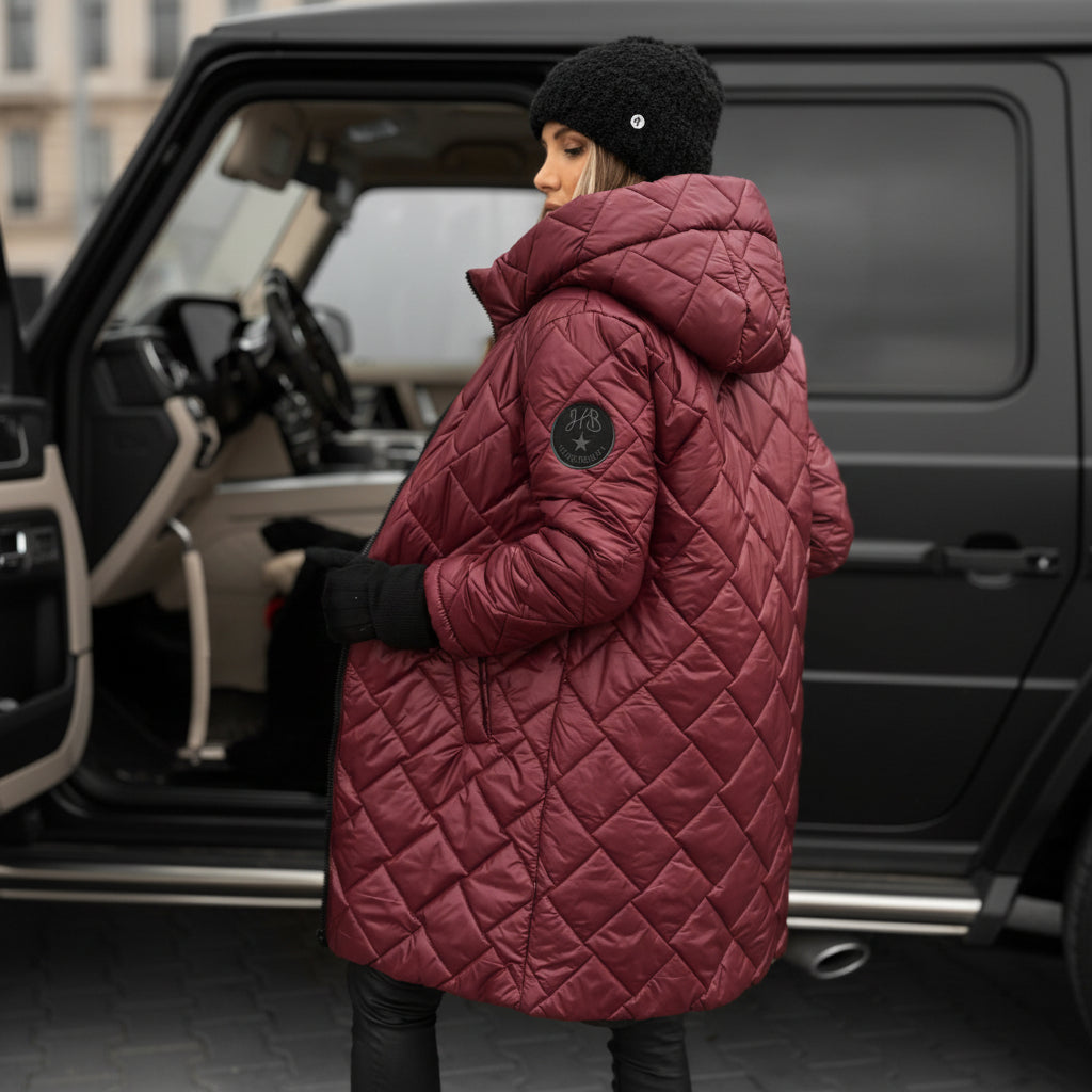 Warm Quilted Jacket With Hood For Cold Weather Style