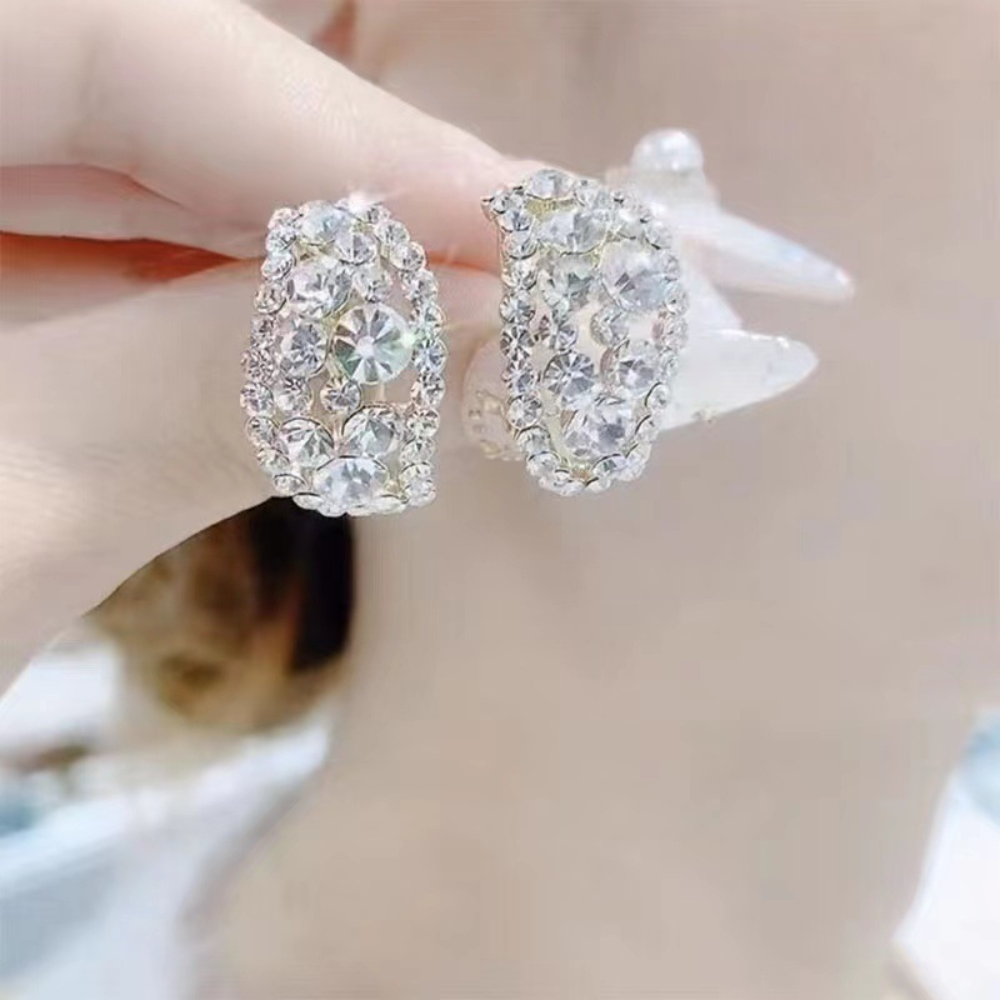 Diamond Look Hoop Earrings In Sterling Alloy For Mothers Day