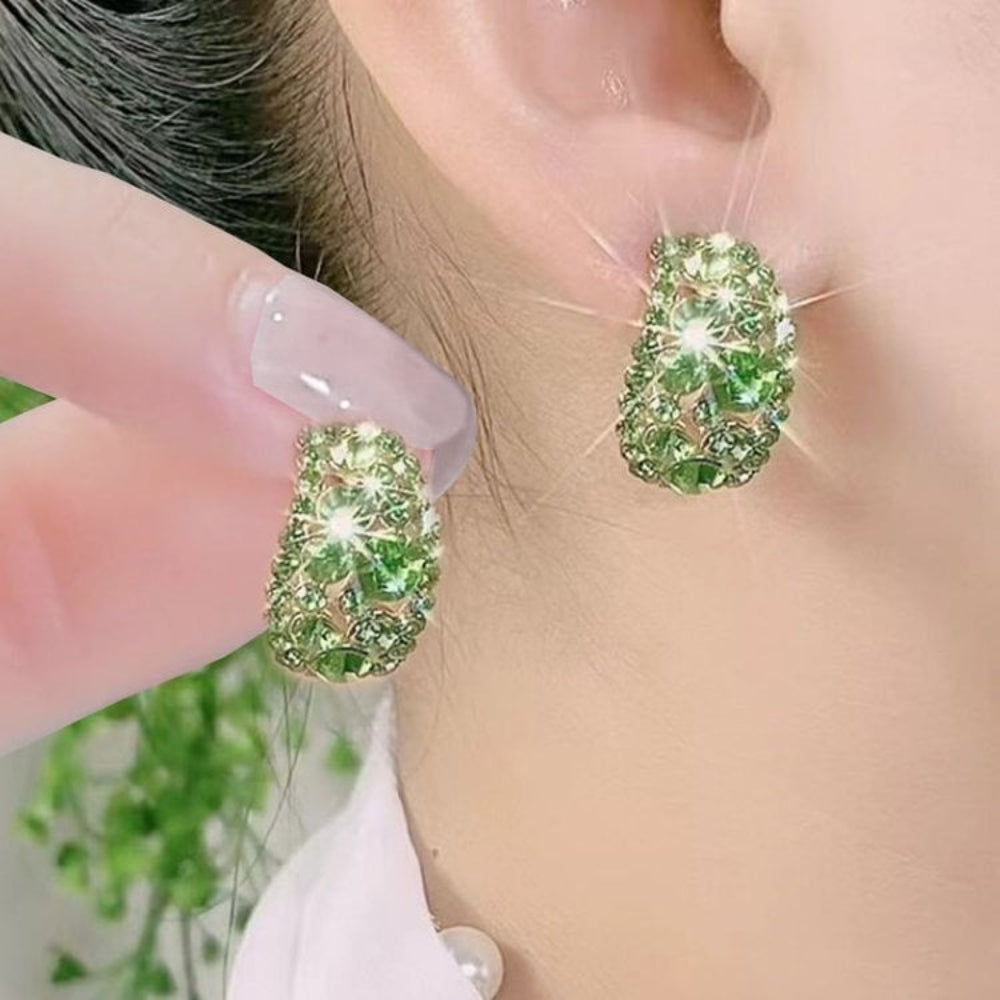 Diamond Look Hoop Earrings In Sterling Alloy For Mothers Day