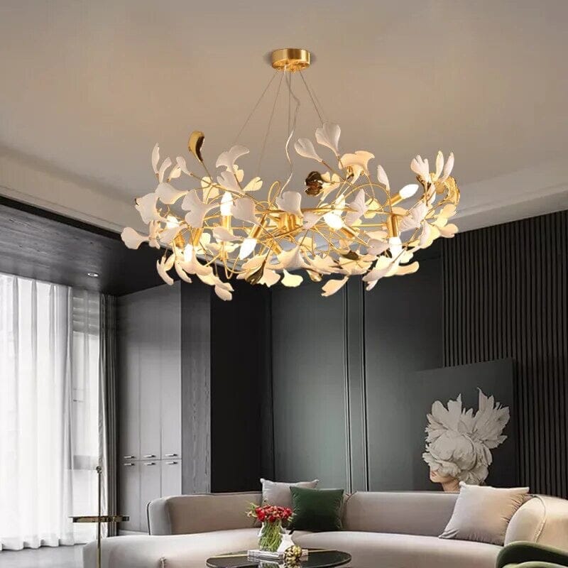 Ceramic Chandelier Petal Ceiling Light Fixture Elegant Glow