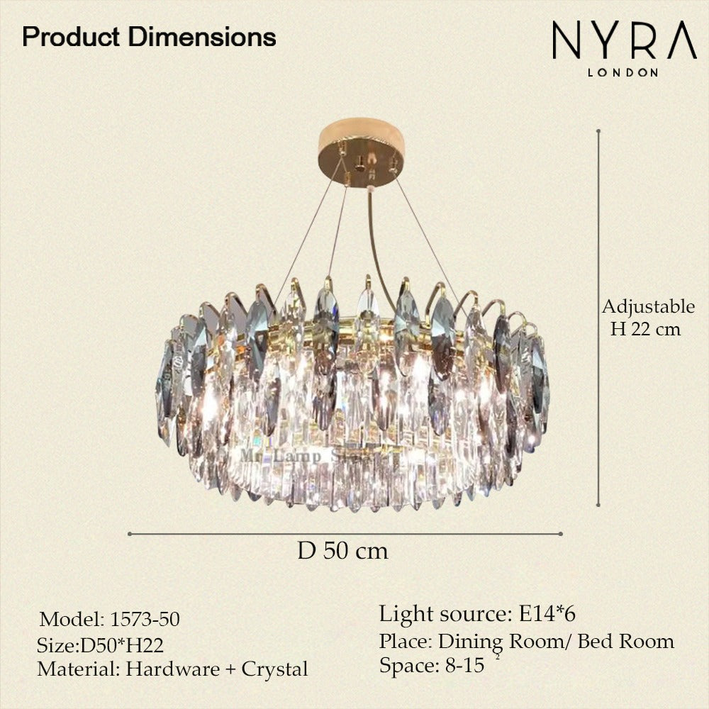 Lámpara de araña Aventis Crystal con acabado en bronce para pasillos y salas de estar