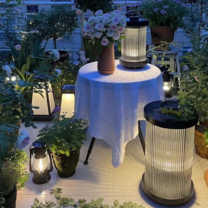 Solmere Ribbede Glas Udendørs Lanterne Lampe Vandtæt Havebelysning
