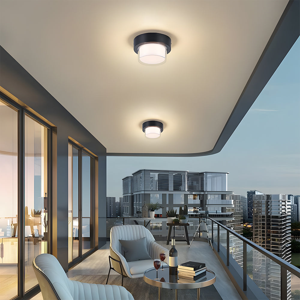 IP68 Waterproof Outdoor Light With Flush Mount In Black Aluminum