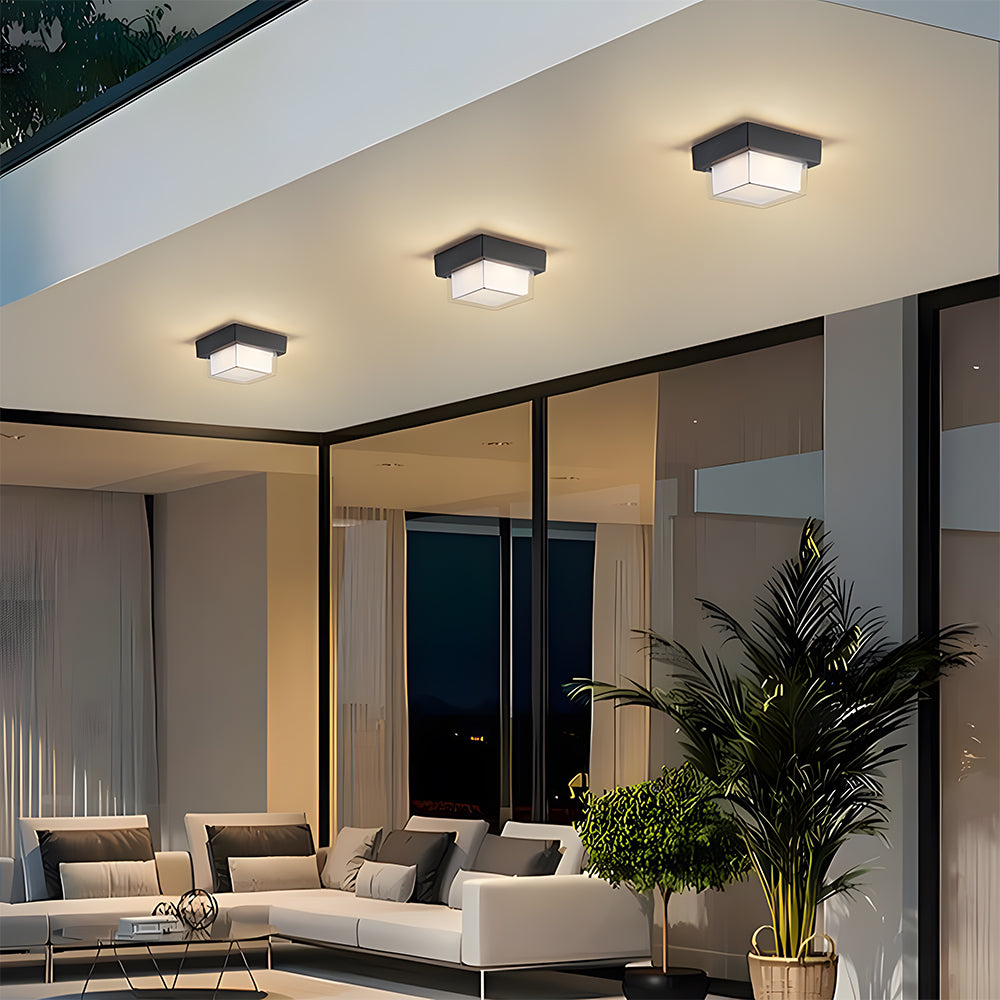 IP68 Waterproof Outdoor Light With Flush Mount In Black Aluminum