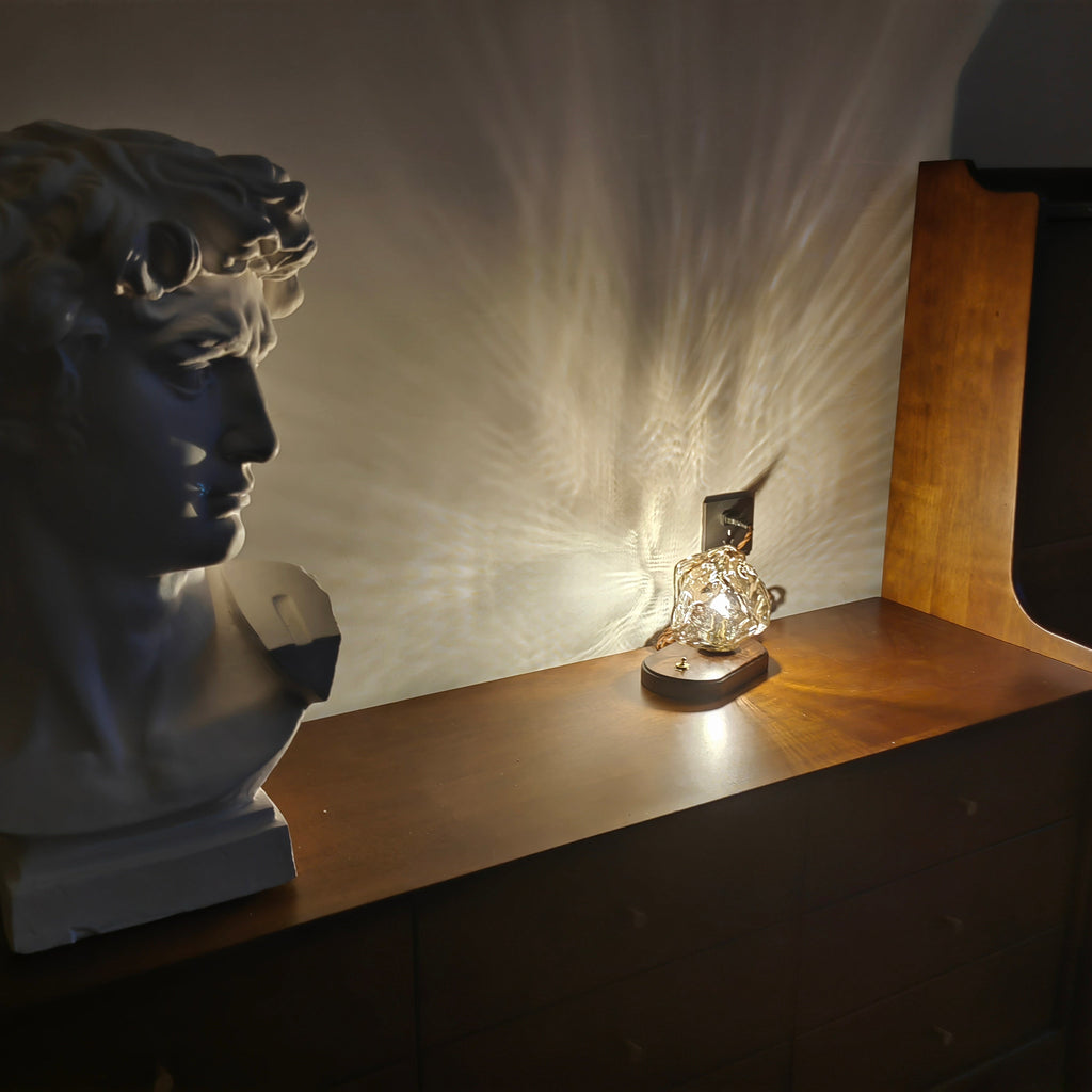 Lampa stołowa Glacierstone Ice Stone ze szkła do dekoracji salonu