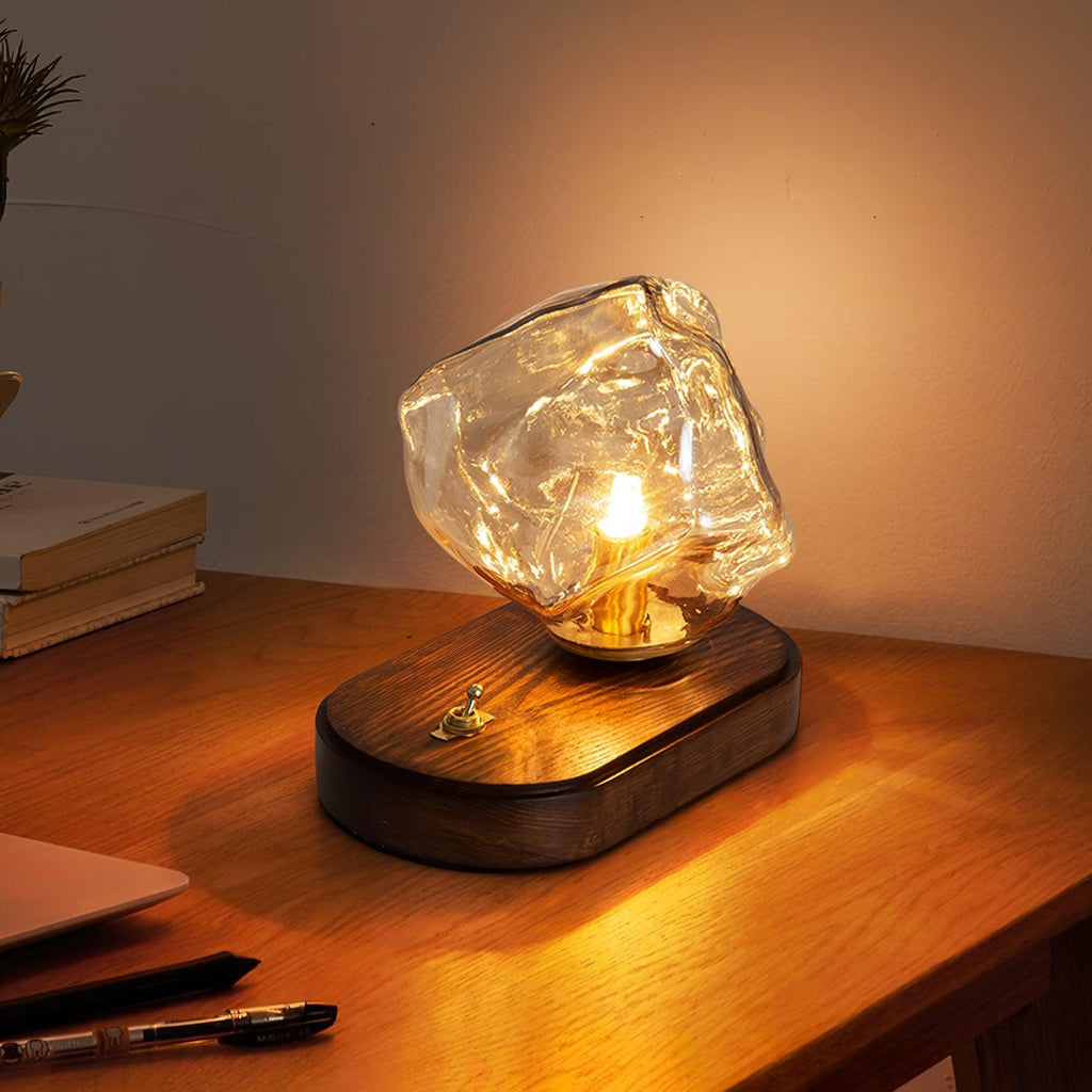 Lampa stołowa Glacierstone Ice Stone ze szkła do dekoracji salonu