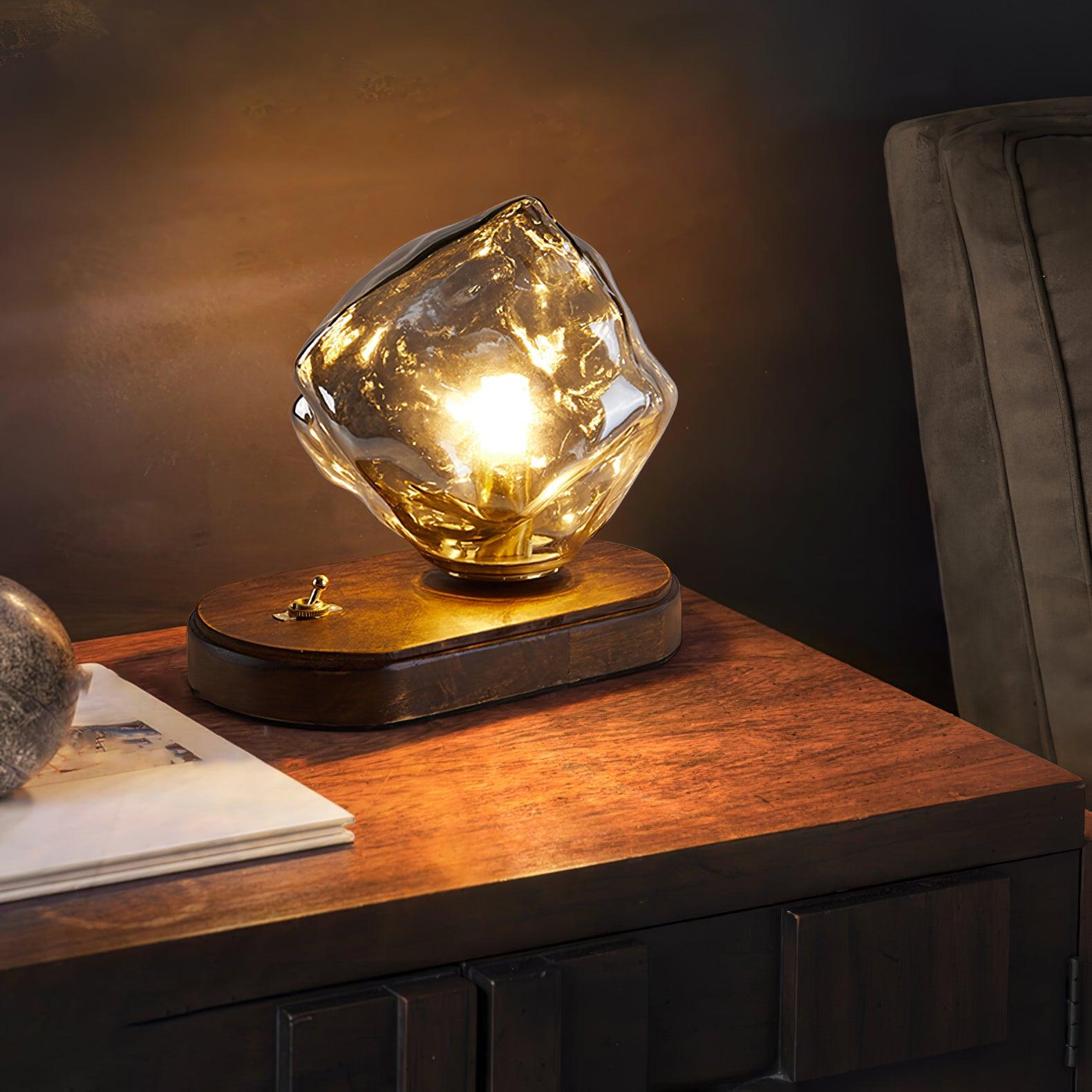 Lampa stołowa Glacierstone Ice Stone ze szkła do dekoracji salonu