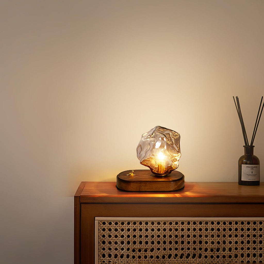 Lampa stołowa Glacierstone Ice Stone ze szkła do dekoracji salonu