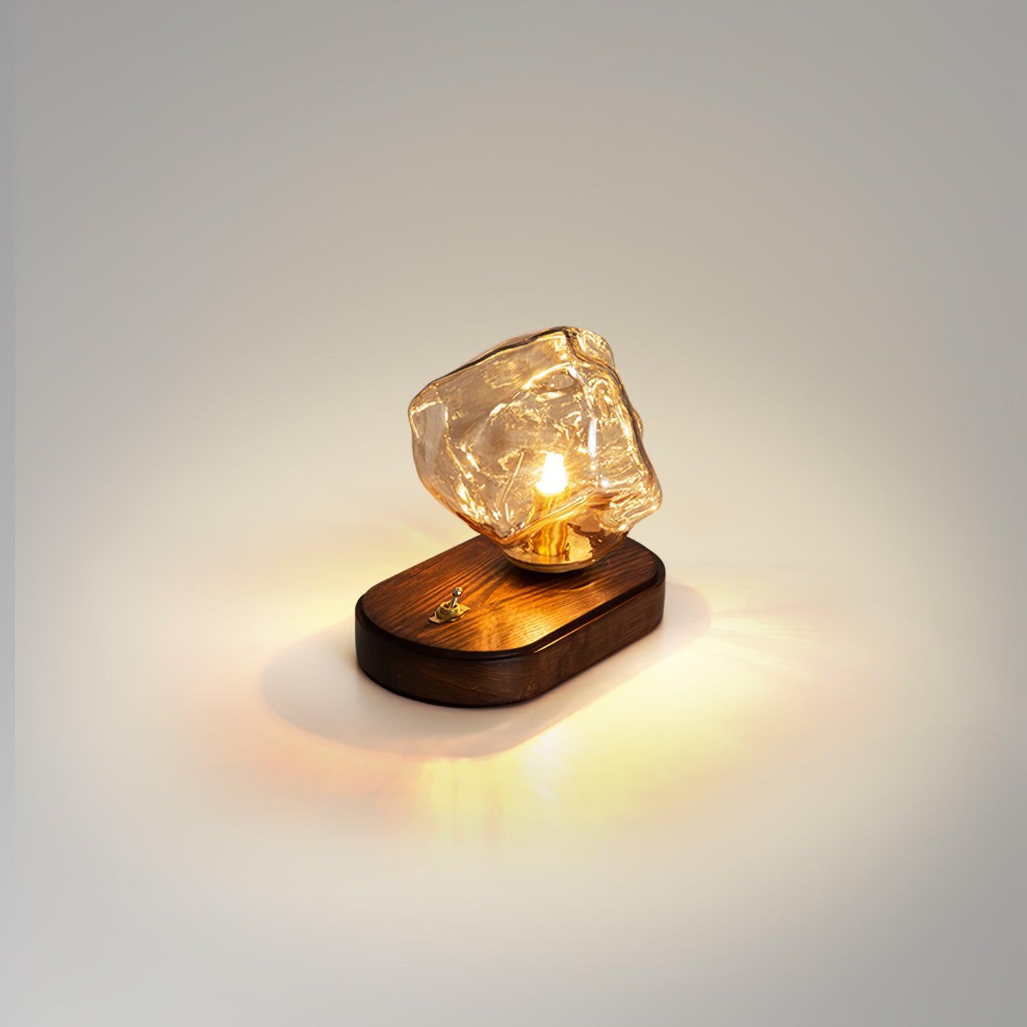 Lampa stołowa Glacierstone Ice Stone ze szkła do dekoracji salonu