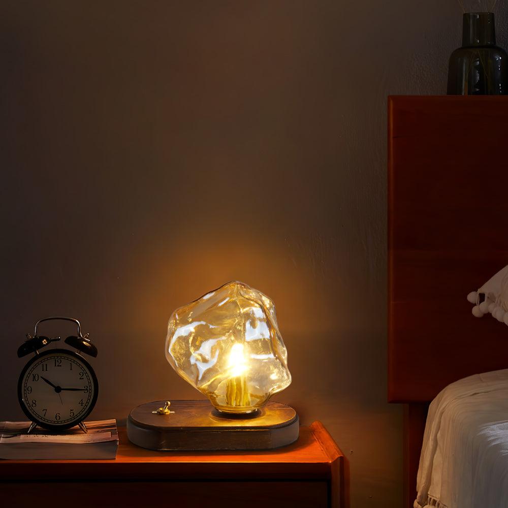 Lampa stołowa Glacierstone Ice Stone ze szkła do dekoracji salonu