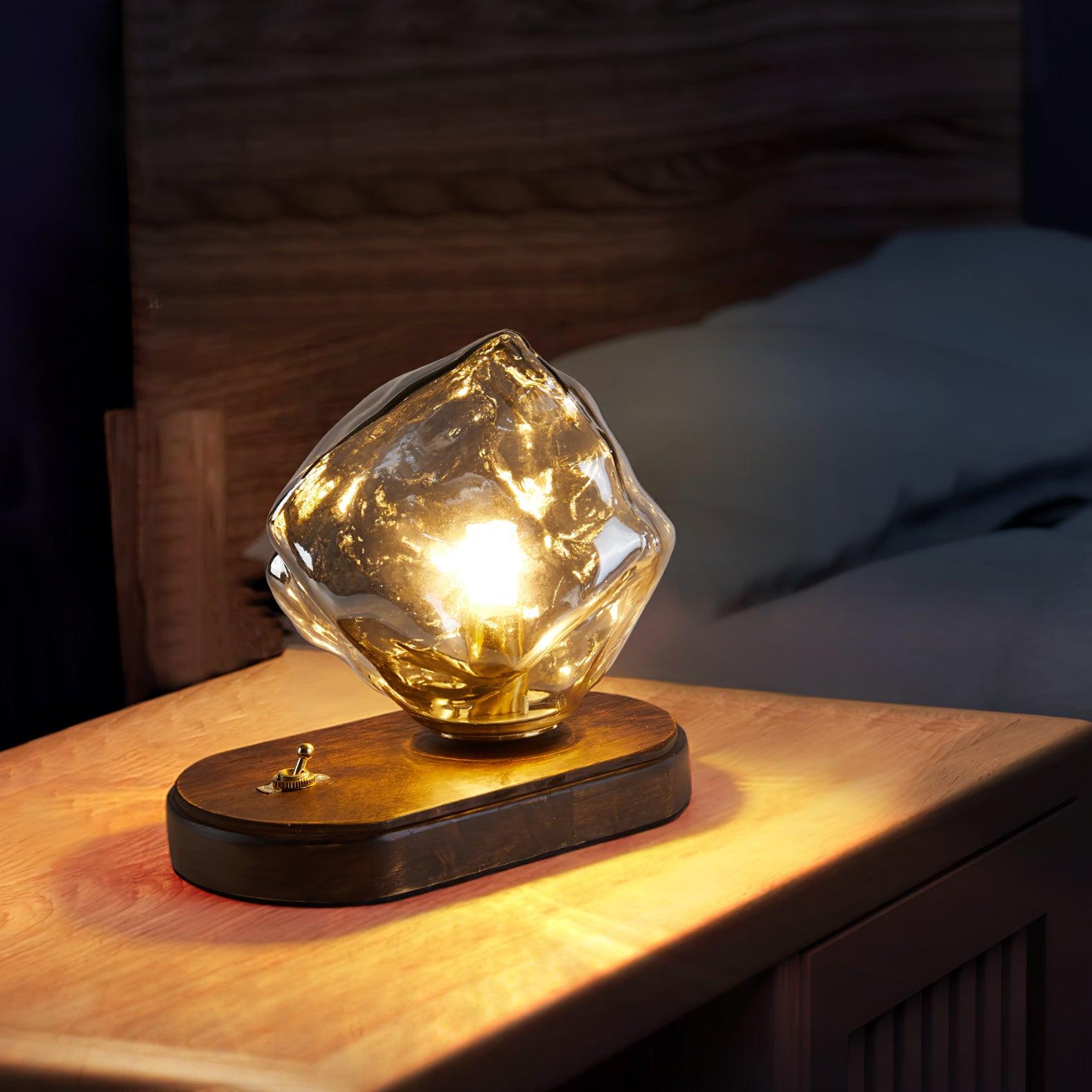 Lampa stołowa Glacierstone Ice Stone ze szkła do dekoracji salonu