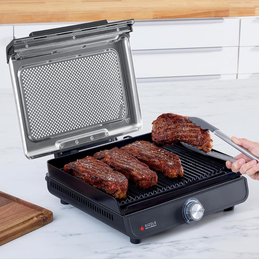 Grill og stegeplade til indendørs grillning med non-stick plade op til 500 grader