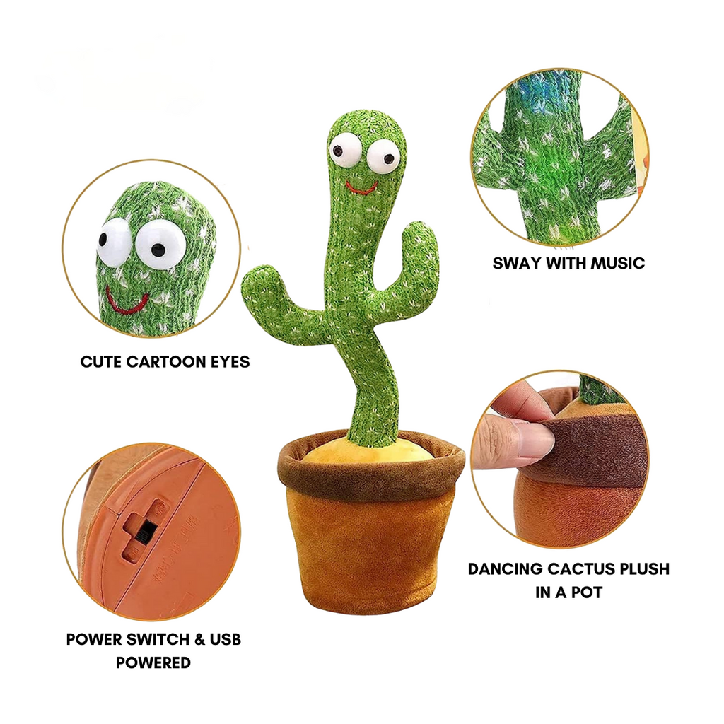 Interactive Dancing Cactus Plush Toy That Talks and Sings