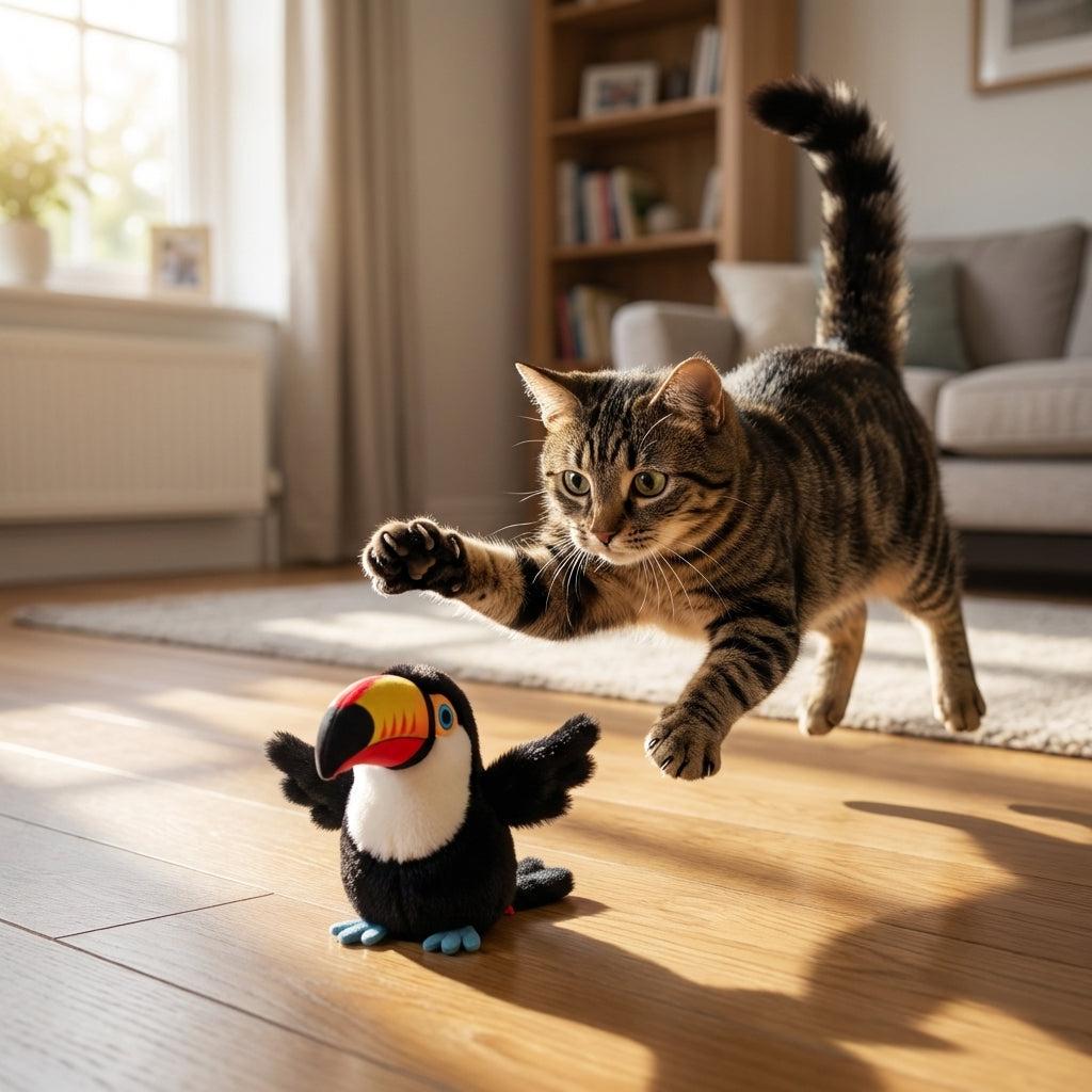 Interactive Flapping-Wing Bird Cat Toy USB-C Rechargeable (Cuckoo, Marsh Tit, Parrot) | Rosalyssa