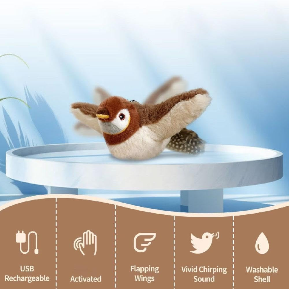 Rechargeable Cat Toy Interactive Bird With Realistic Chirps And Flapping Wings