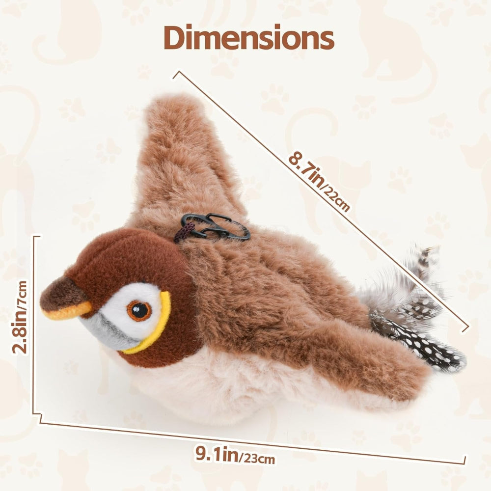 Rechargeable Cat Toy Interactive Bird With Realistic Chirps And Flapping Wings