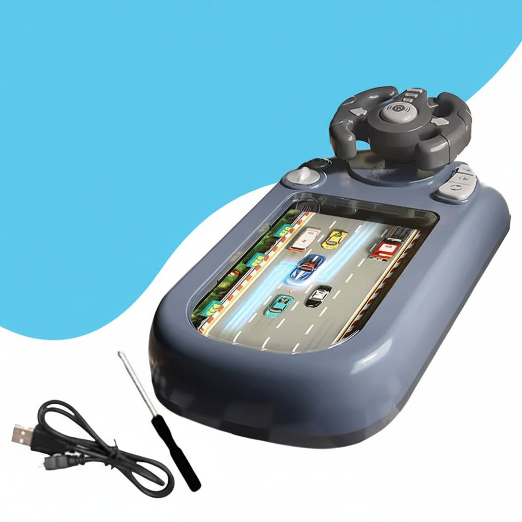 Kids Racing Console With Interactive Toy Steering Wheel