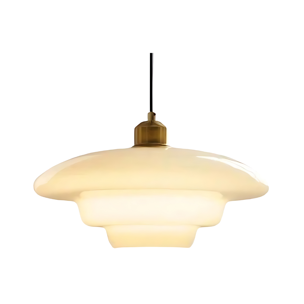 Gold Finish Art Deco Ceiling Lamp With Brass And Glass Vintage Design