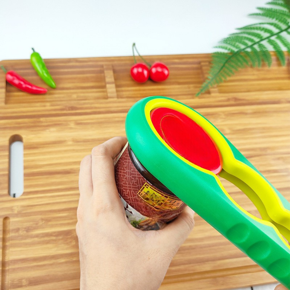 Allt-i-ett burk- och flasköppnare med gummigrepphandtag