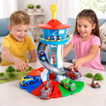 Conjunto de Brinquedos para Crianças com Torre de Escorrega e Veículos de Pista