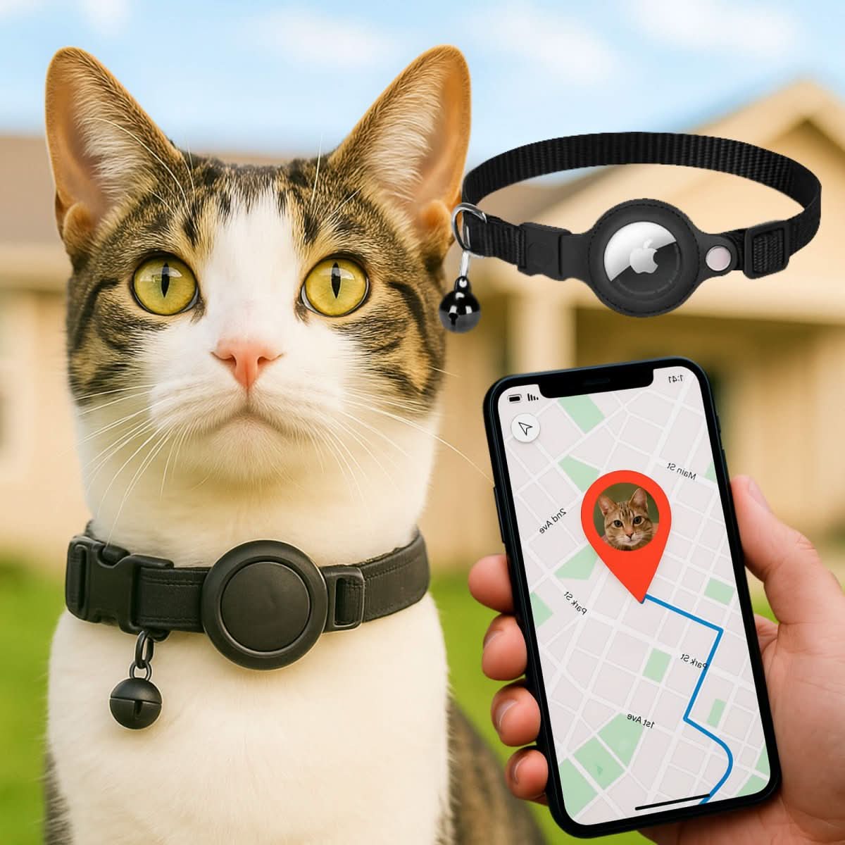 WhiskerTrack GPS-Halsband für Katzen mit reflektierendem Design