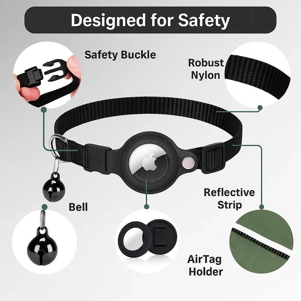 WhiskerTrack GPS-Halsband für Katzen mit reflektierendem Design