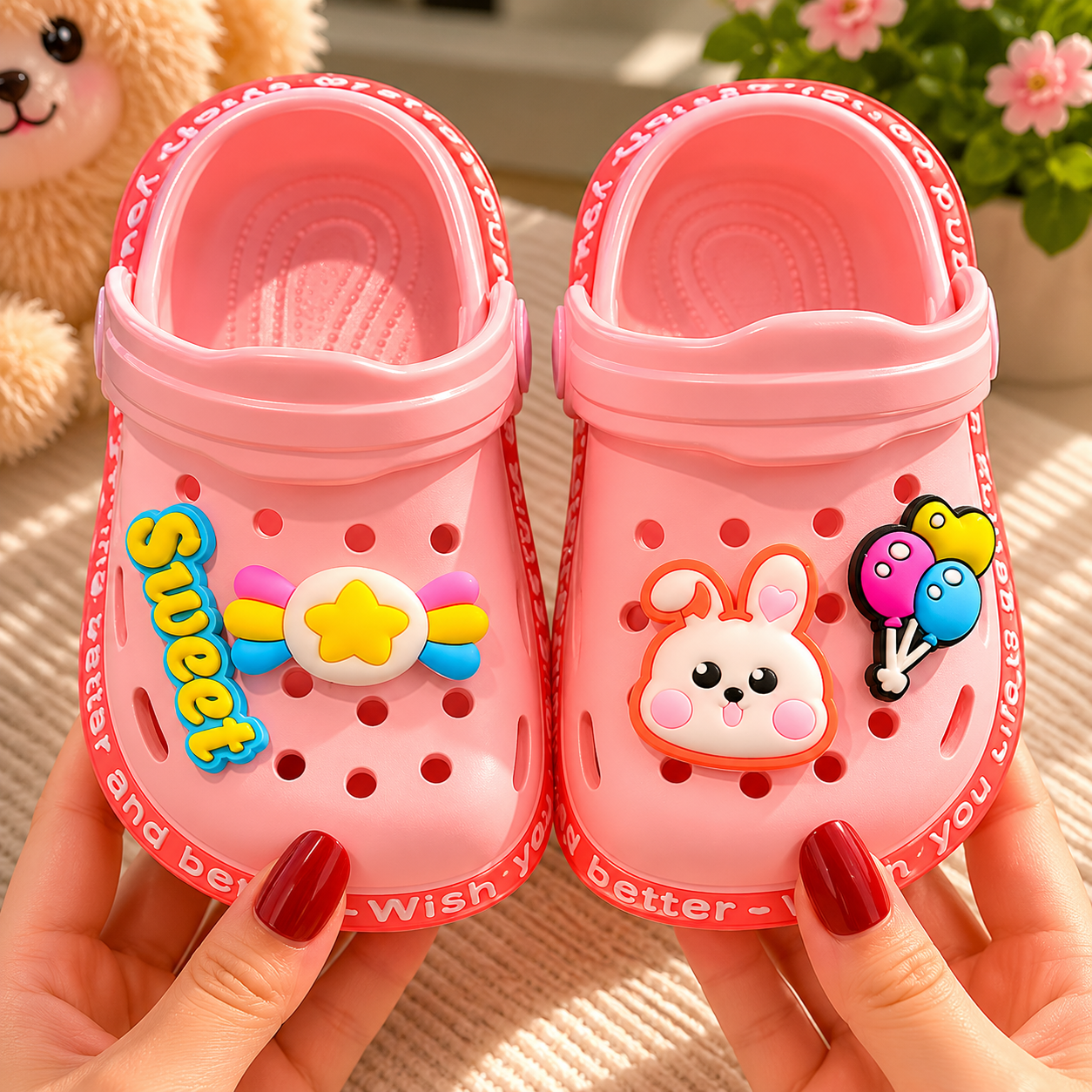 Toddlers Garden Clogs With Cartoon Design For Slip On Play Shoes