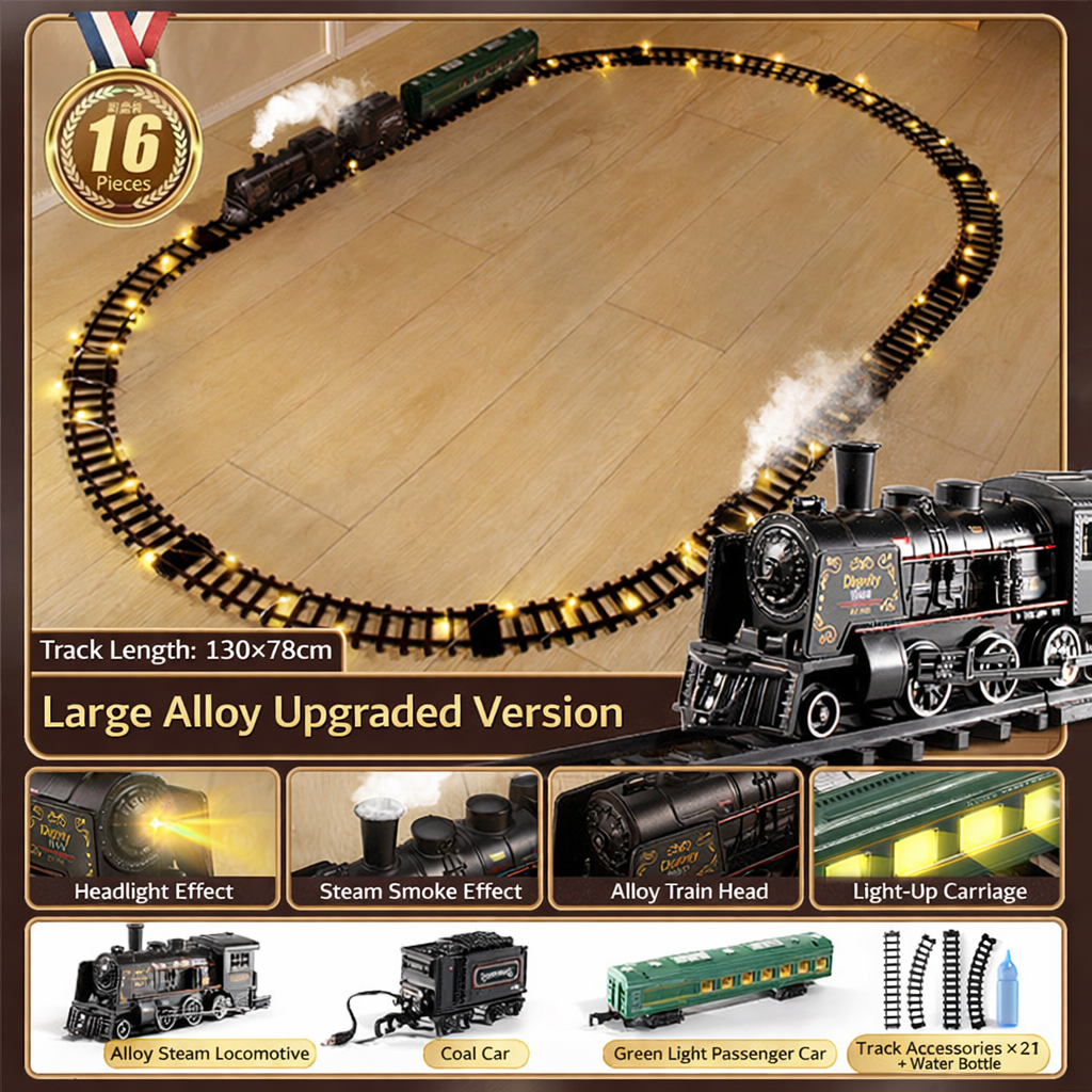 Battery Powered Electric Train Set With Realistic Steam Lights And Sounds