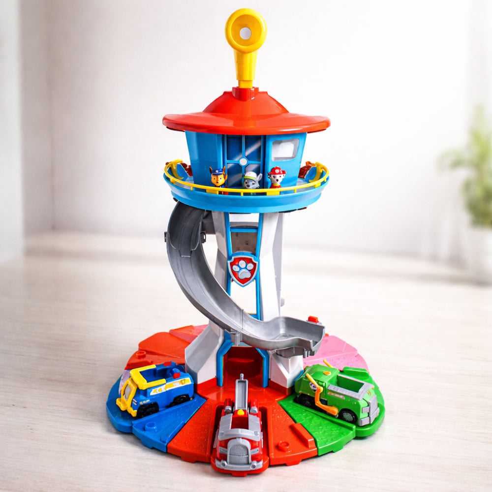 Children's Racing Car Tower With Slide Track Playset