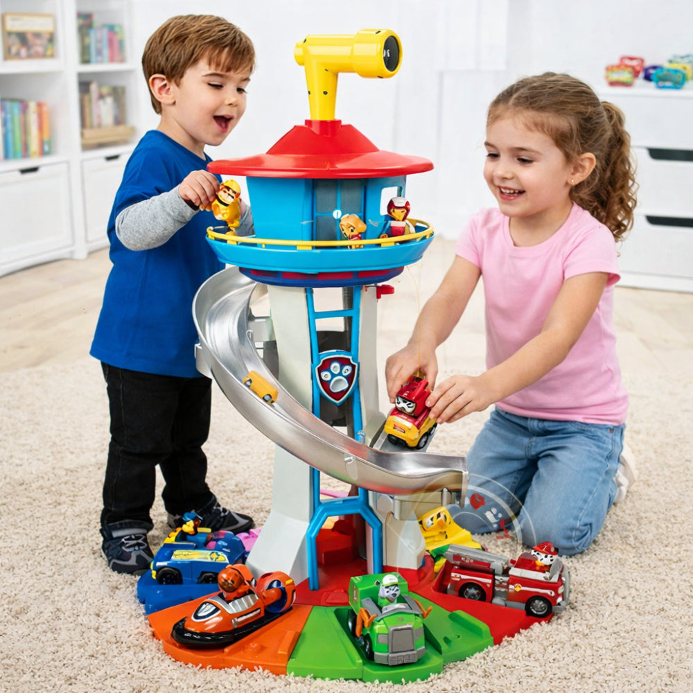 Children's Racing Car Tower With Slide Track Playset