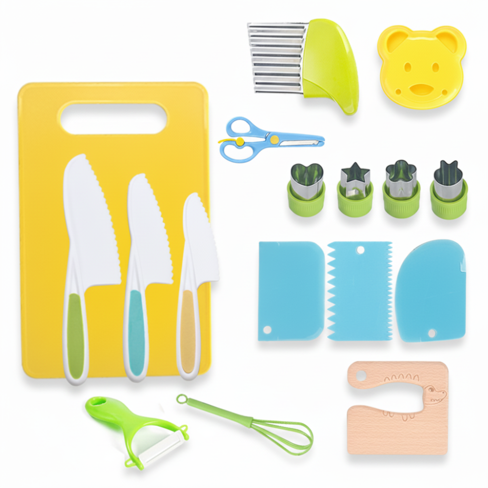 Kids Kitchen Play Set For Beginner Chefs With Child Safe Tools